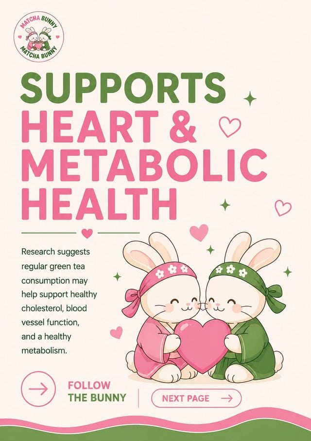 Matcha Bunny Instagram post: Supports heart & metabolic health